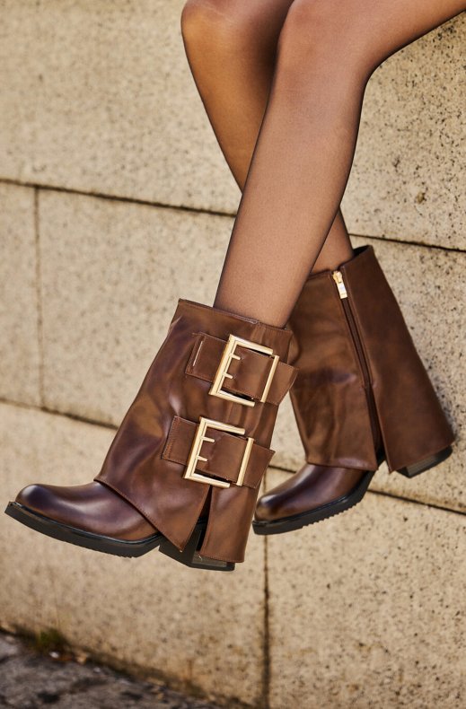 Mixed Brands - Fold over ankle boot DF034N - Dark brown