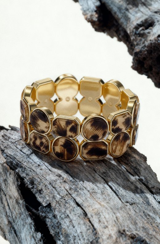 Mixed Brands - Bracelet 2 stand leopard SWY05 - Brown