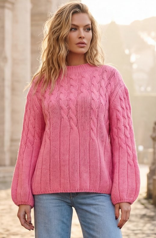 Mixed Brands - Cable Knit Wool Sweater MG0109 - Pink