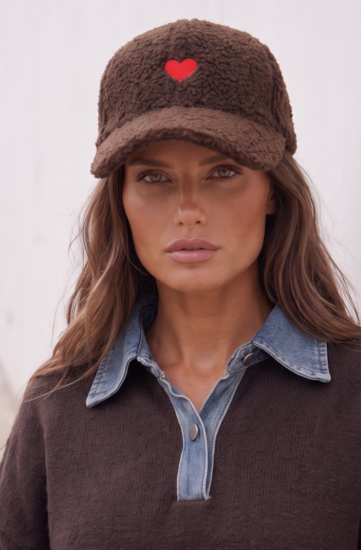 Mixed Brands - Fluffy Heart Cap CM50210 - Coffee