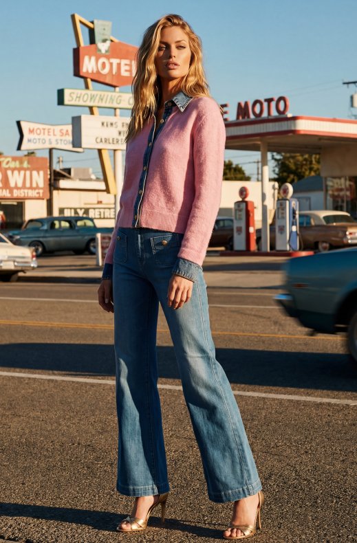 Mixed Brands - Cardigan with denim details 1169 - Pink