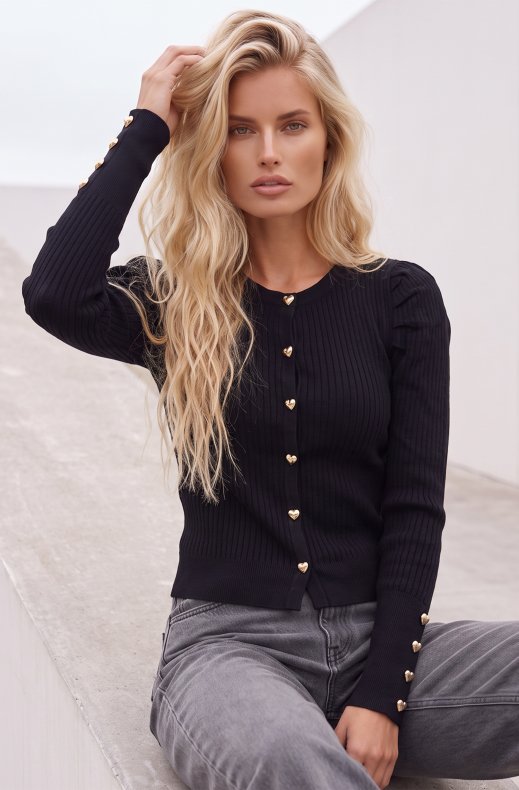 Mixed Brands - Cardigan with heart buttons AL5551 - Black