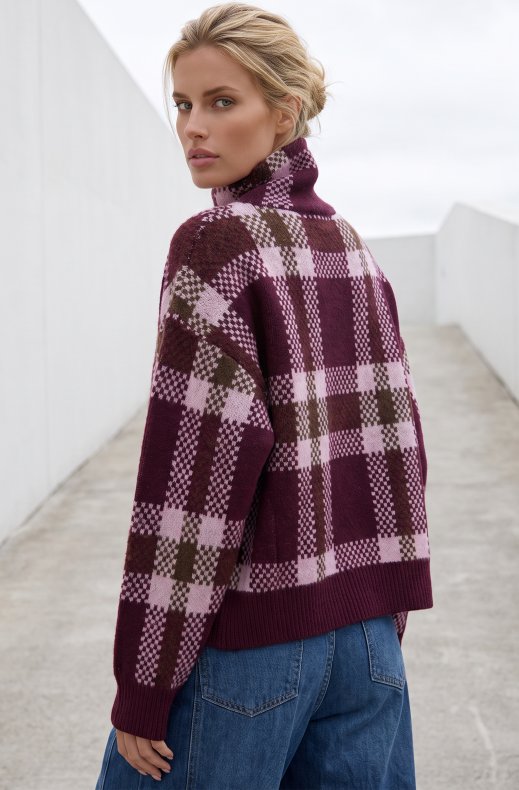 Mixed Brands - Sweater with zipper YP2200 - Burgundy