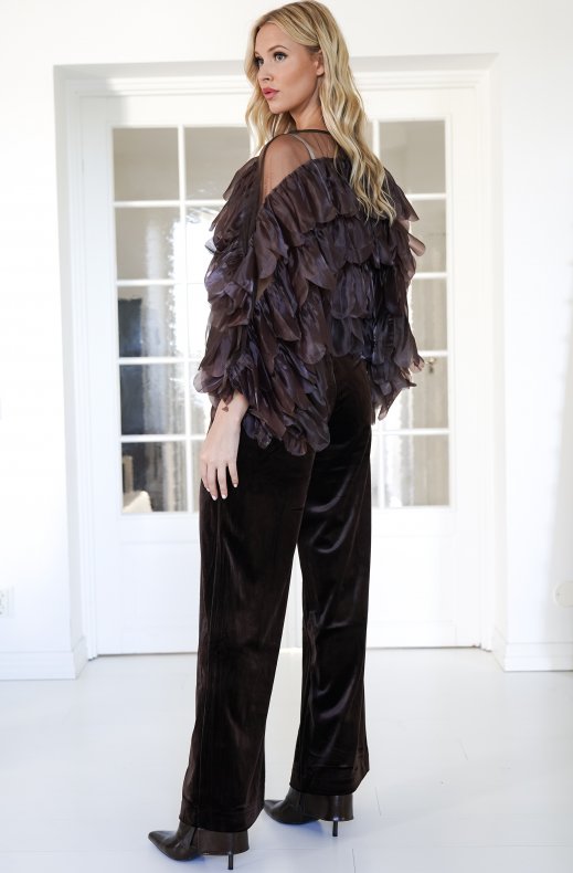 Mixed Brands - Chiffong Top 53023 -Dark Coffee