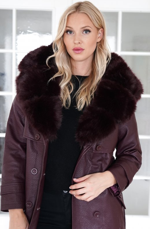 Mixed Brands - Trench with faux fur 2184 - Burgundy