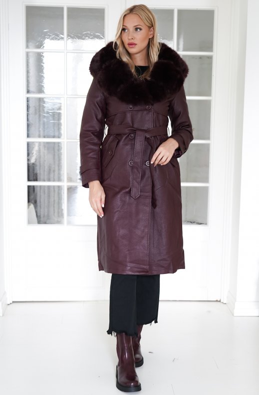 Mixed Brands - Trench with faux fur 2184 - Burgundy