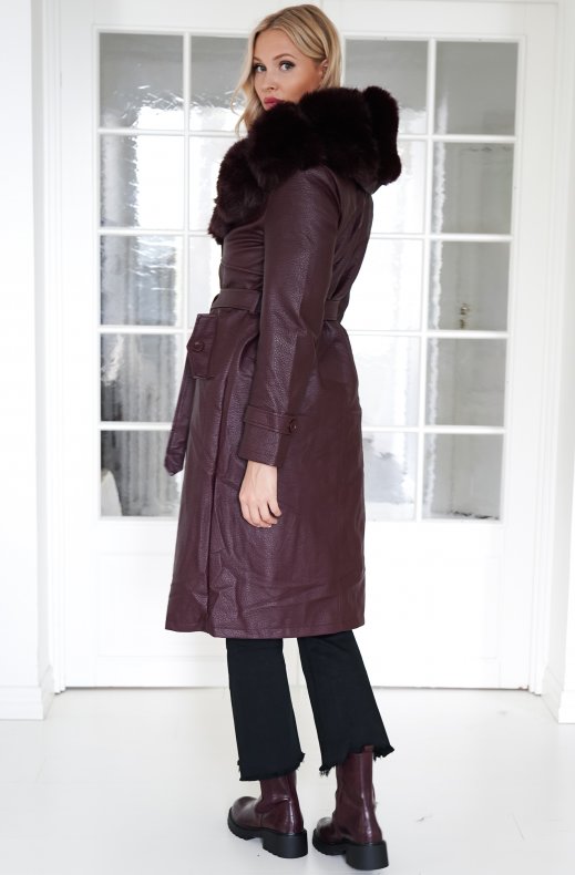 Mixed Brands - Trench with faux fur 2184 - Burgundy