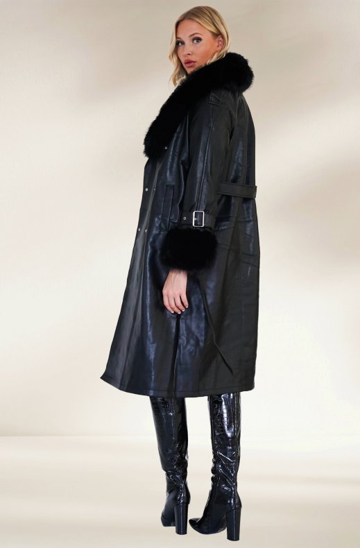 Mixed Brands - Coat with Faux Fur 2101 - Black