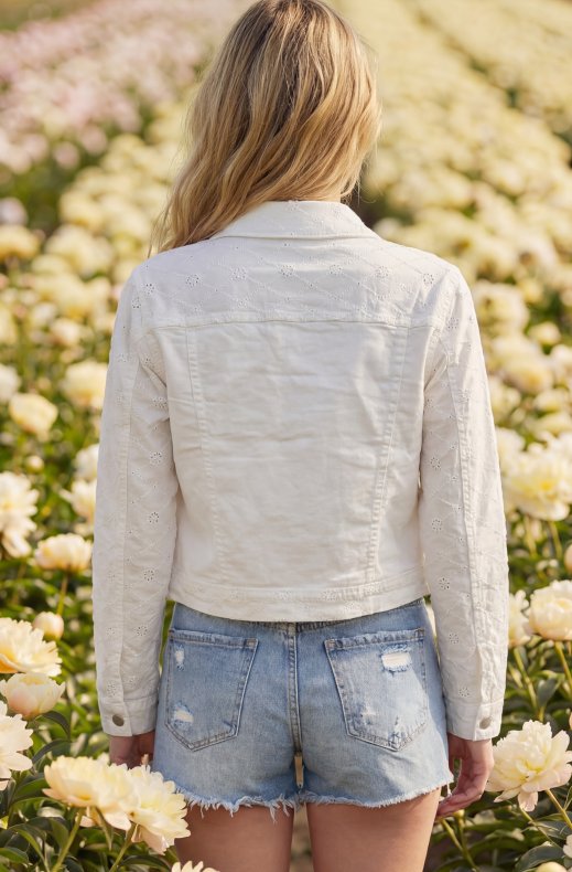 Mixed Brands - Denim Jacket with Embroidery A2939 - White