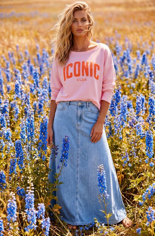 Mixed Brands - Denim Maxi Skirt H2865 - Light Blue