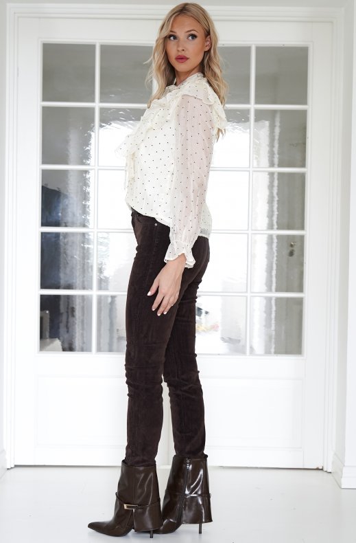 Mixed Brands - Dotted frill blouse 15516 - Beige/brown