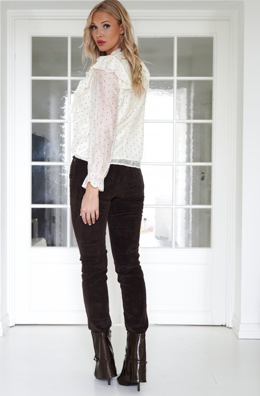 Mixed Brands - Dotted frill blouse 15516 - Beige/brown