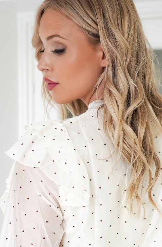 Mixed Brands - Dotted frill blouse 15516 - Beige/brown