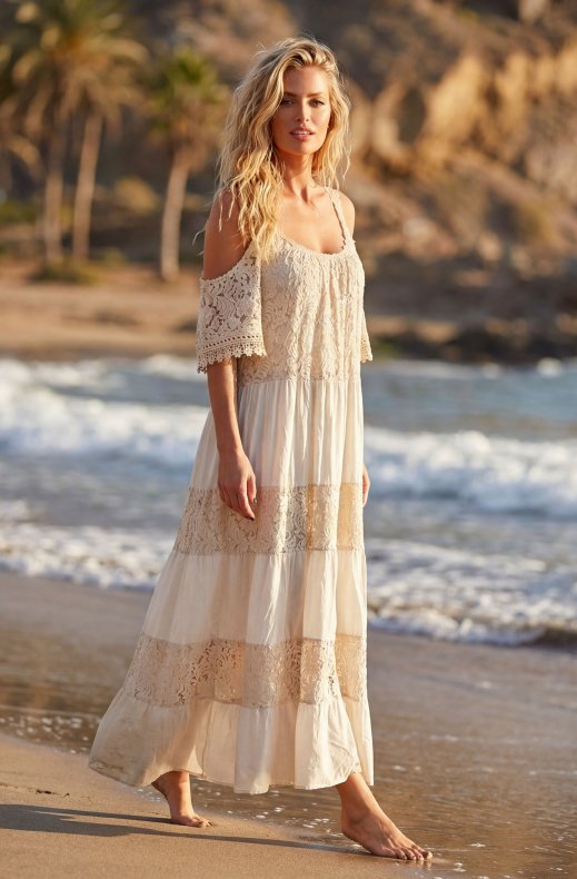 Mixed Brands - Maxidress with Lace 1015 - Beige