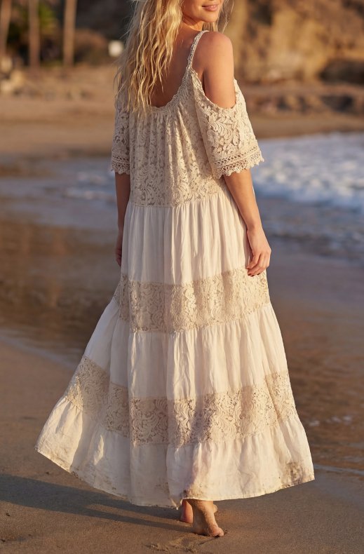 Mixed Brands - Maxidress with Lace 1015 - Beige