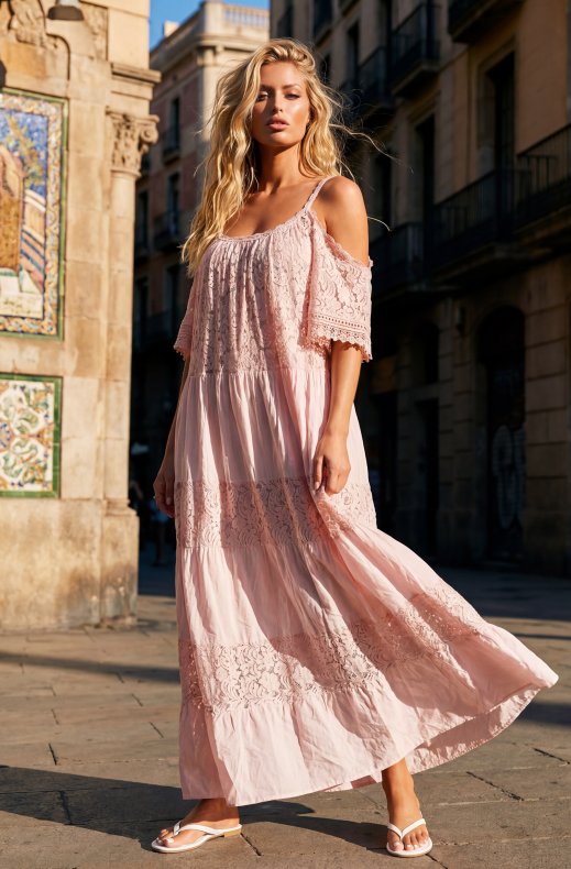 Mixed Brands - Maxidress with Lace 1015 - Pink