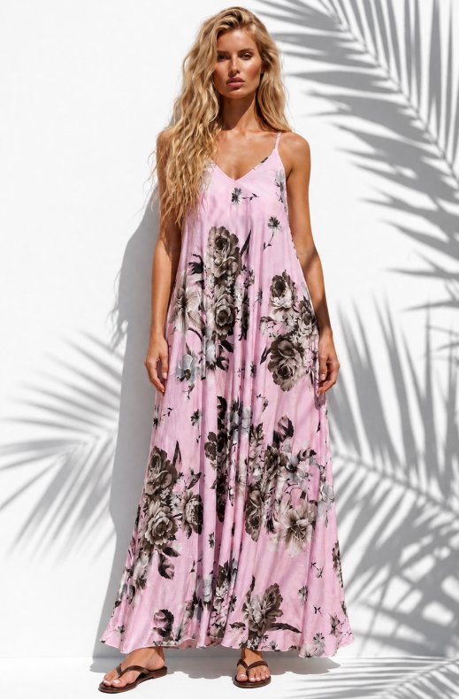 Mixed Brands - Long Dress Floral Print 26222 - Rose Shadow