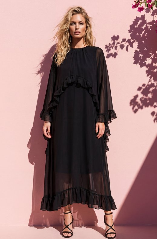 Mixed Brands - Flowy Maxi Dress 3321 - Black
