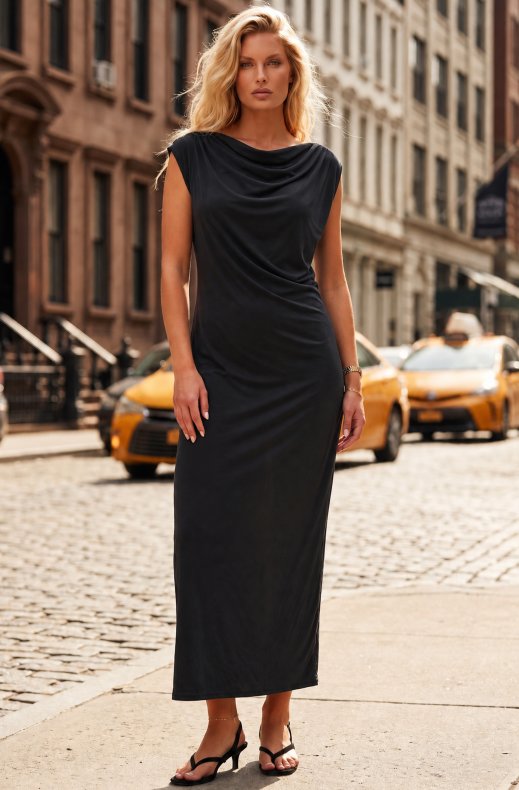 Mixed Brands - Dress with Cowl Neckline 50156DE - Black