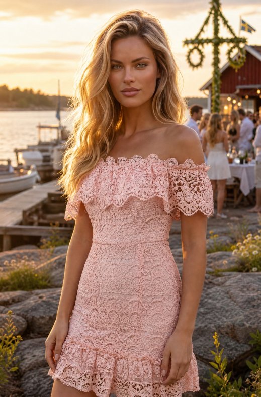 Mixed Brands - Lace Dress 606523 - Pink