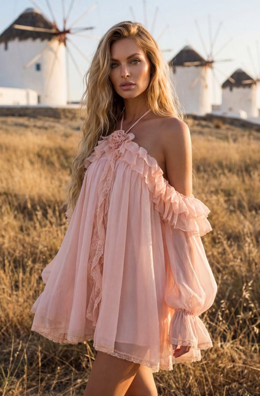 Mixed Brands - Chiffong dress 606625 - pInk