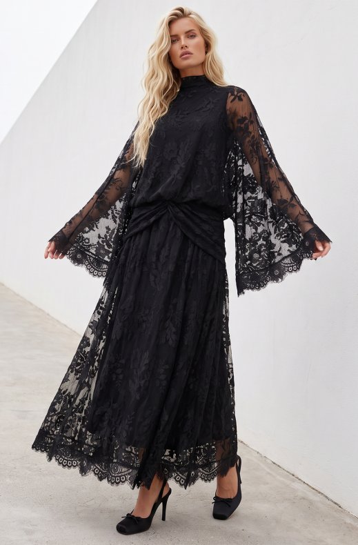 Mixed Brands - Long lace dress A2089 - Black