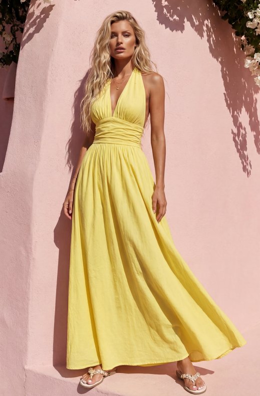 Mixed Brands - Halterneck Dress CH273 - Yellow