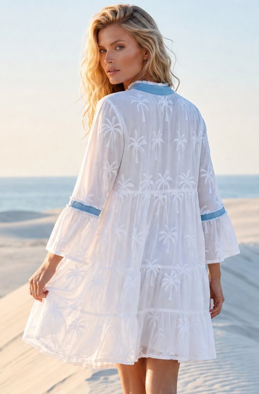 Mixed Brands - Dress with Palmtrees SW5136 - White