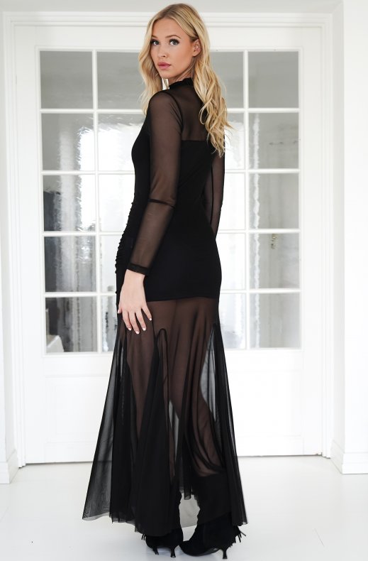 Mixed Brands - Draped MaxiDress Y0020 - Black