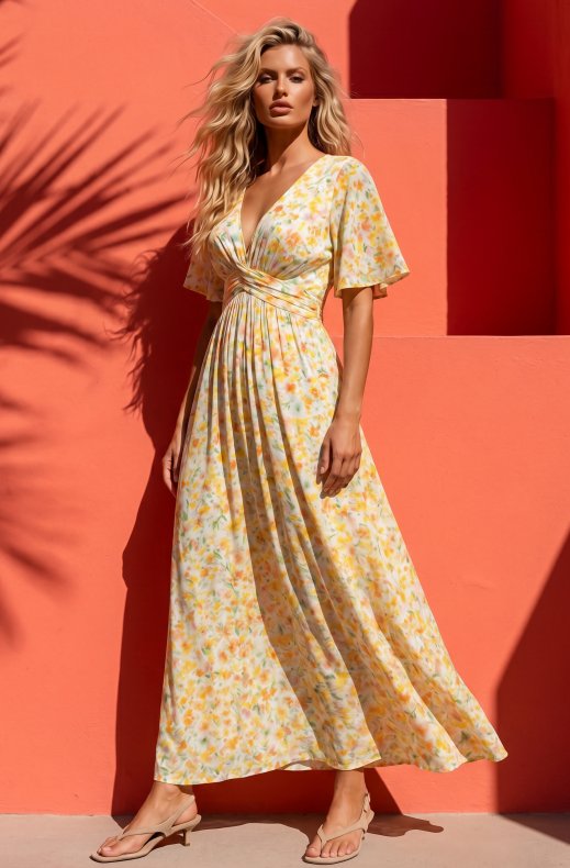 Mixed Brands - Flower Dress CH260 - Yellow