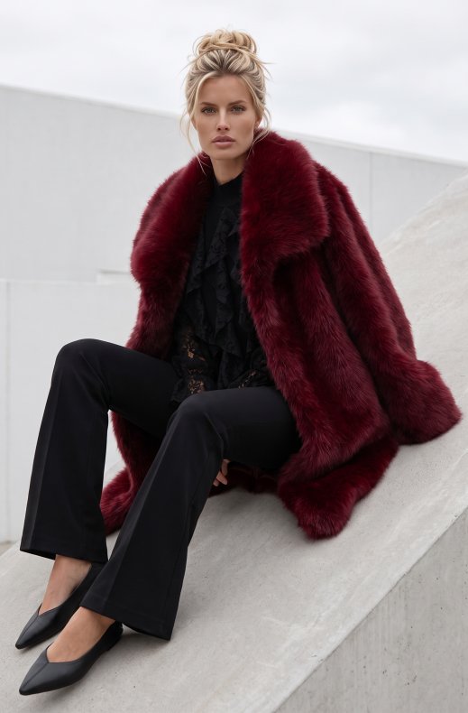 Mixed Brands - Faux Fur jacket 8856 - Red