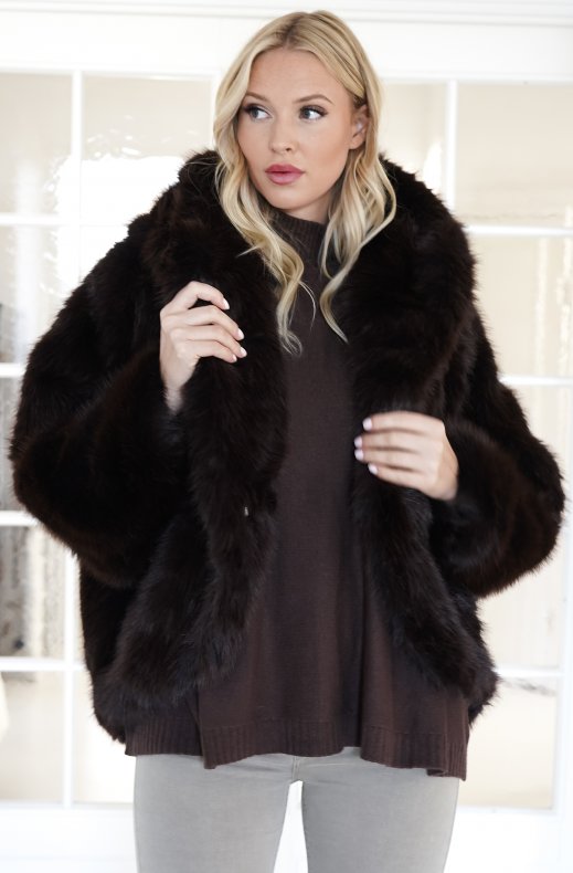 Mixed Brands - Fake fur jacket with hood M08 - Brown