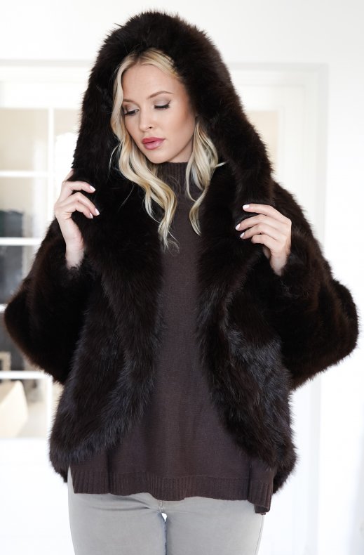 Mixed Brands - Fake fur jacket with hood M08 - Brown