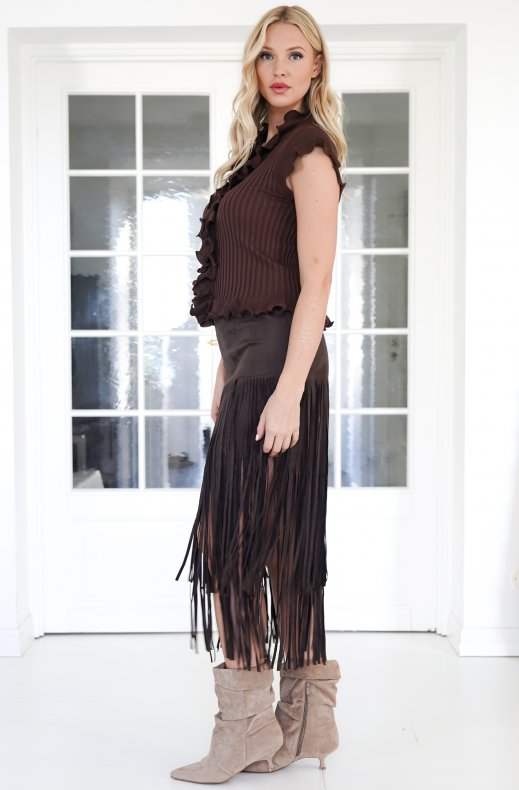 Mixed Brands - Fringe Skirt 5307 - Chocolate