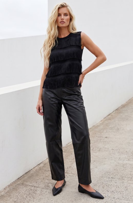 Mixed Brands - Fringed top LR03272 - Black