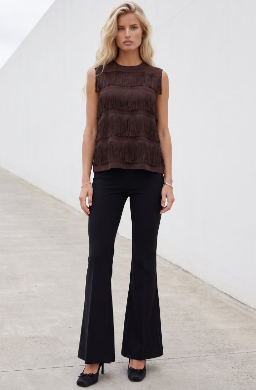 Mixed Brands - Fringed top LR03272 - Cognac