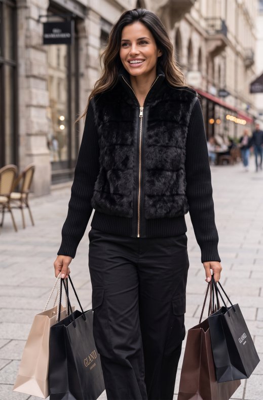 Mixed Brands - Jacket with Faux Fur 10226 - Black