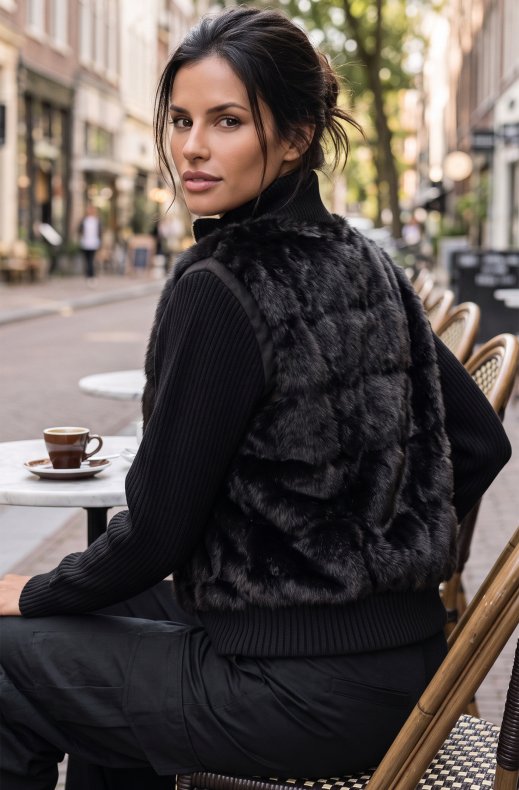 Mixed Brands - Jacket with Faux Fur 10226 - Black