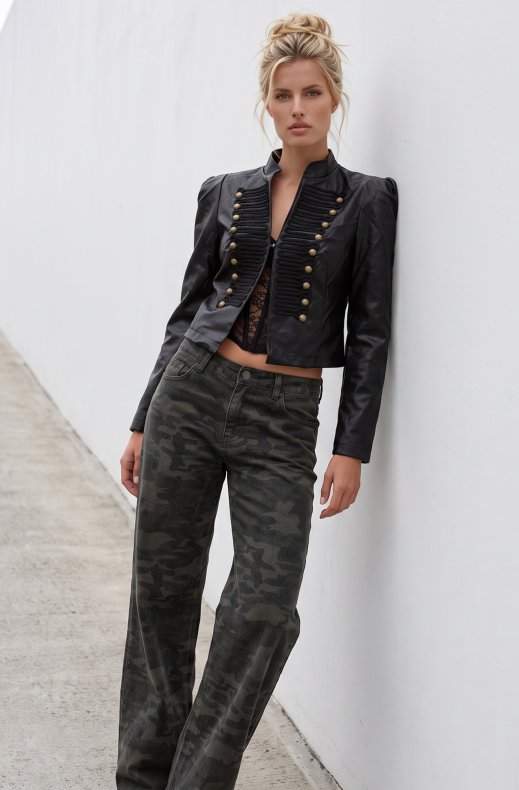 Mixed Brands - Vegan leather Napoleon Jacket 16207 - Black