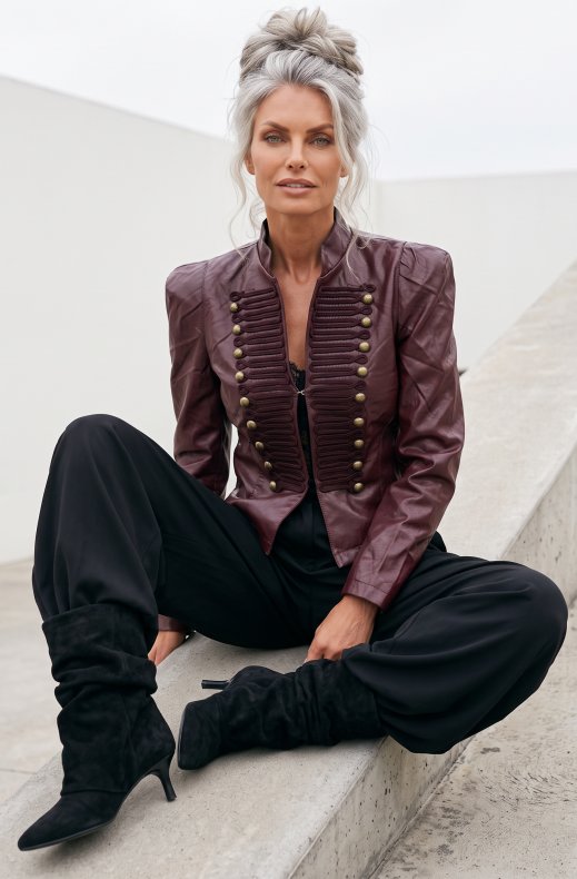 Mixed Brands - Vegan leather Napoleon Jacket 16207 - Bordeaux