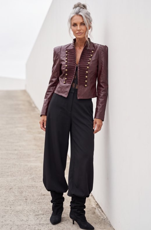 Mixed Brands - Vegan leather Napoleon Jacket 16207 - Bordeaux