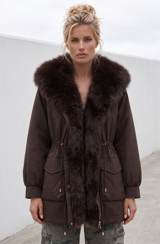 Mixed Brands - Coat with Faux Fur 202328 - Brown
