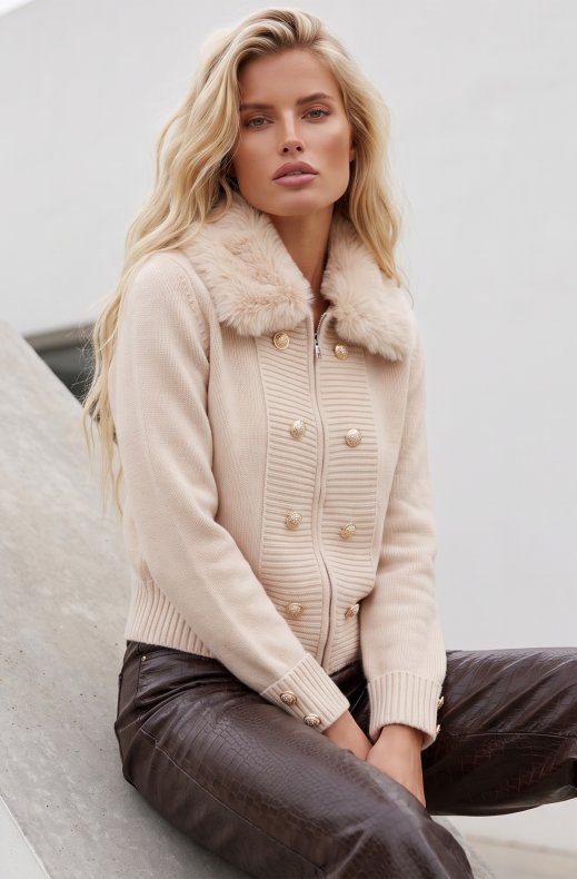 Mixed Brands - Jacket with faux fur 2845 - Beige