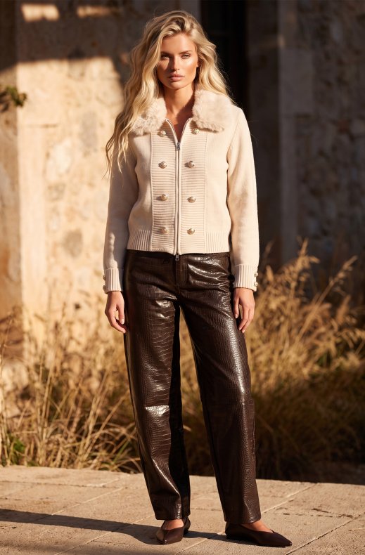 Mixed Brands - Jacket with faux fur 2845 - Beige