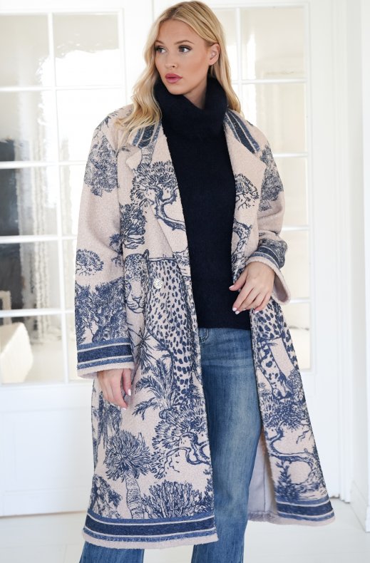 Mixed Brands - Soft Coat Cardigan 25678 - Blue Cheeta