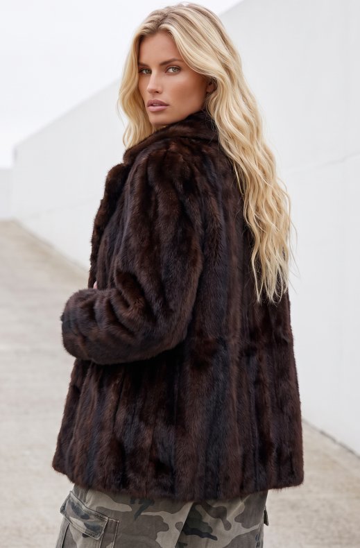 Mixed Brands - Faux Fur Jacket F107 - Brown