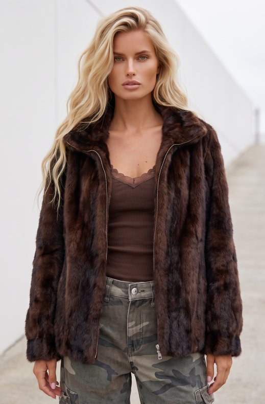 Mixed Brands - Faux Fur Jacket F107 - Brown