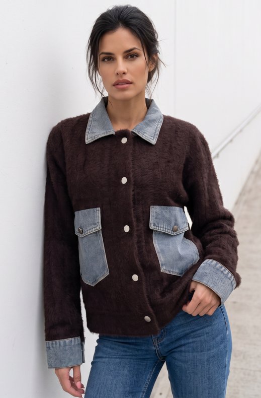 Mixed Brands - Shirt with Denim Details FL97 - Brown
