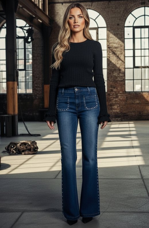 Mixed Brands - Jeans with studs 1552-1 - Blue