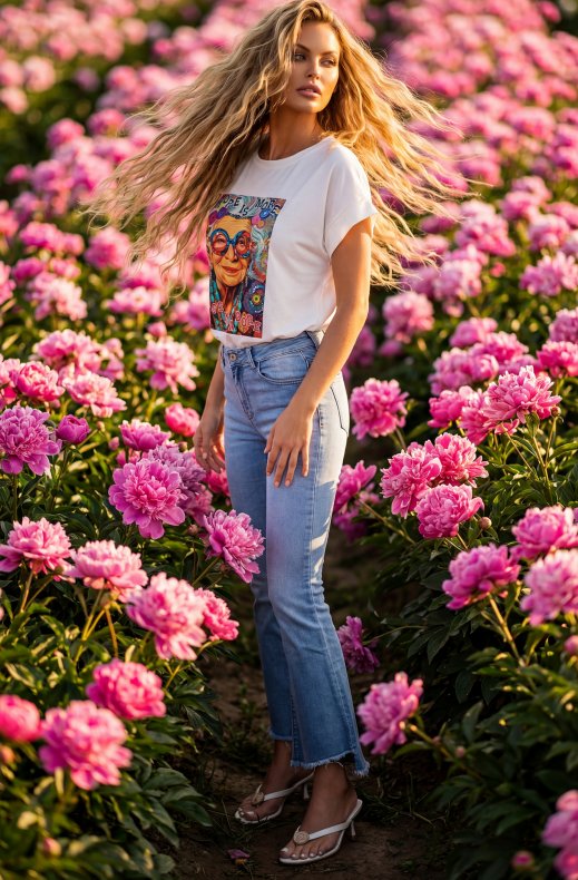 Mixed Brands - Cropped Jeans with Raw Hem 9095 - Blue